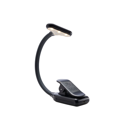 The NuFlex Rechargeable Book Light - side view, Black
